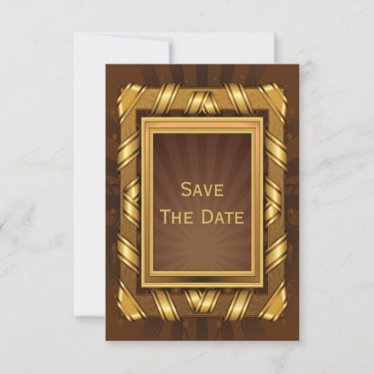 Golden Ribbon en Stars Framed Mans Save The Date (Voorkant)