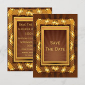 Golden Ribbon en Stars Framed Mans Save The Date (Voorkant / Achterkant)