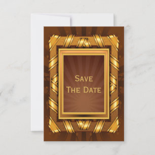 Golden Ribbon en Stars Framed Mans Save The Date