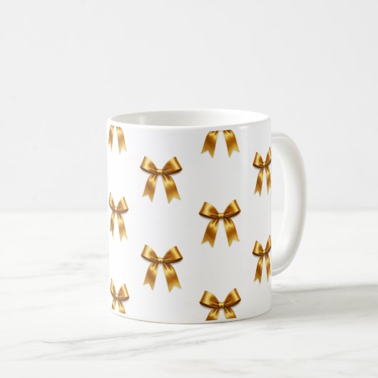 Golden Ribbon Pattern — Elegant Minimal Luxury Koffiemok (Voorkant rechts)