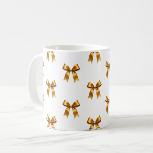 Golden Ribbon Pattern — Elegant Minimal Luxury Koffiemok (Voorkant links)
