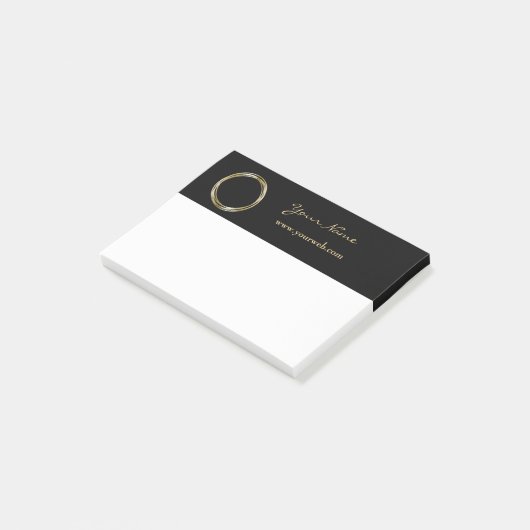 Golden Ring stelt de minimalistische zwarte gouden Post-it® Notes (Schuin)