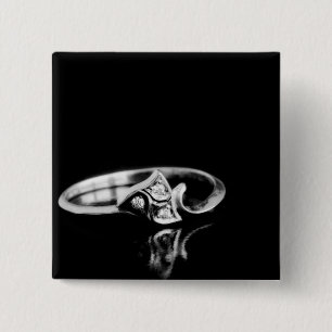 Golden ring vierkante button 5,1 cm