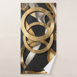 Golden Rings Abstracte Kunst – Modern Luxe Ontwerp Badhanddoek