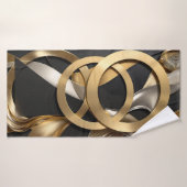 Golden Rings Abstracte Kunst – Modern Luxe Ontwerp Badhanddoek (Badhanddoek)