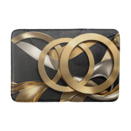 Golden Rings Abstracte Kunst – Modern Luxe Ontwerp Badmat