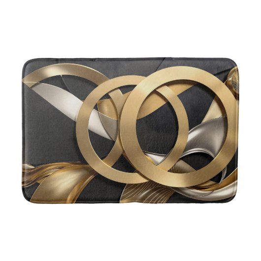 Golden Rings Abstracte Kunst – Modern Luxe Ontwerp Badmat (Voorkant)