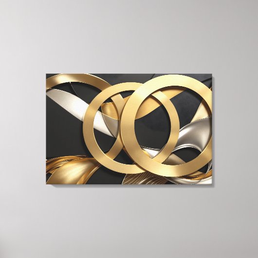 Golden Rings Abstracte Kunst – Modern Luxe Ontwerp Canvas Afdruk (Voorkant)