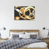 Golden Rings Abstracte Kunst – Modern Luxe Ontwerp Canvas Afdruk (Insitu (Slaapkamer))