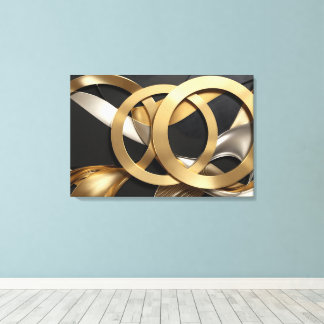 Golden Rings Abstracte Kunst – Modern Luxe Ontwerp Canvas Afdruk