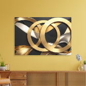 Golden Rings Abstracte Kunst – Modern Luxe Ontwerp Canvas Afdruk (Insitu (Woonkamer))