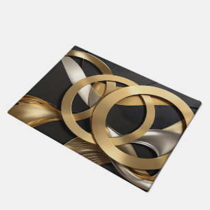 Golden Rings Abstracte Kunst – Modern Luxe Ontwerp Deurmat