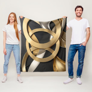 Golden Rings Abstracte Kunst – Modern Luxe Ontwerp Fleece Deken