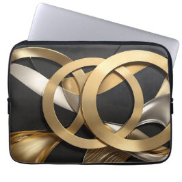 Golden Rings Abstracte Kunst – Modern Luxe Ontwerp Laptop Sleeve