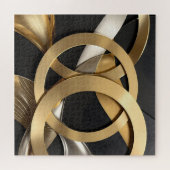 Golden Rings Abstracte Kunst – Modern Luxe Ontwerp Legpuzzel (Horizontaal)