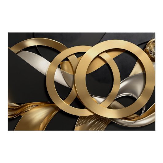 Golden Rings Abstracte Kunst – Modern Luxe Ontwerp Perfect Poster (Voorkant)