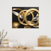 Golden Rings Abstracte Kunst – Modern Luxe Ontwerp Poster (Keuken)