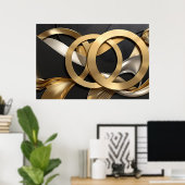Golden Rings Abstracte Kunst – Modern Luxe Ontwerp Poster (Thuiskantoor)