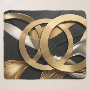 Golden Rings Abstracte Kunst – Modern Luxe Ontwerp Sherpa Deken