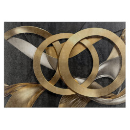 Golden Rings Abstracte Kunst – Modern Luxe Ontwerp Snijplank
