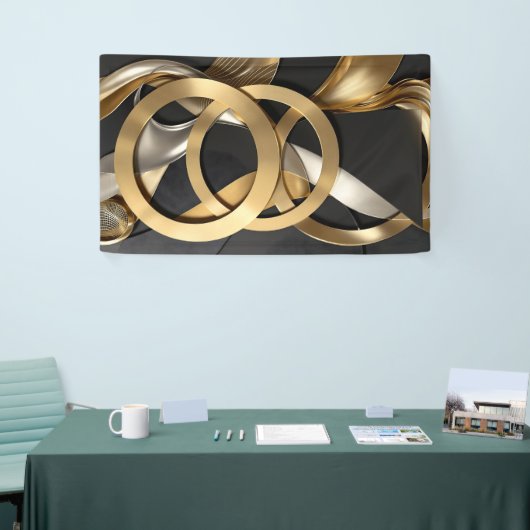 Golden Rings Abstracte Kunst – Modern Luxe Ontwerp Spandoek (Beurs)