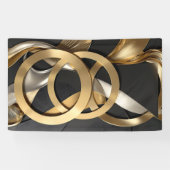 Golden Rings Abstracte Kunst – Modern Luxe Ontwerp Spandoek (Horizontaal)