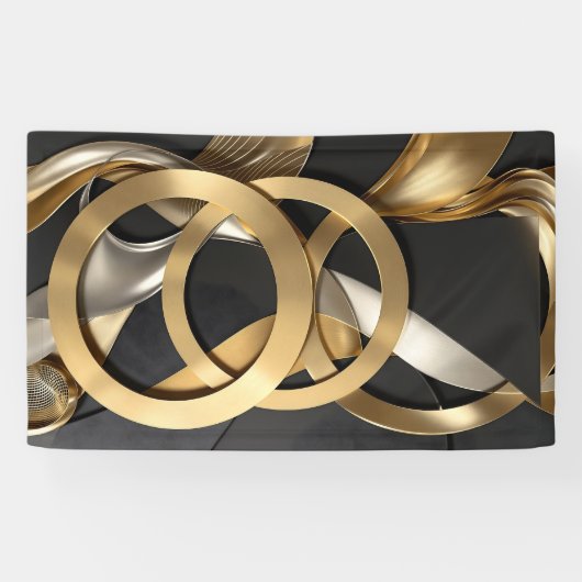 Golden Rings Abstracte Kunst – Modern Luxe Ontwerp Spandoek (Horizontaal)