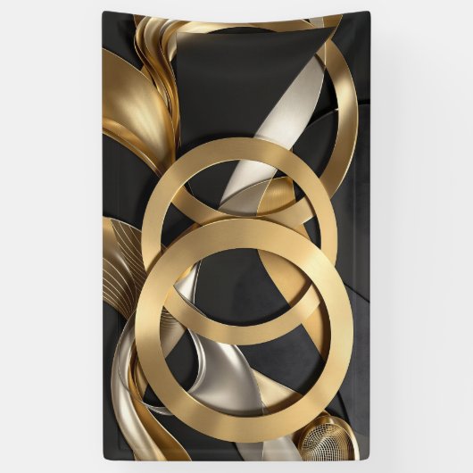 Golden Rings Abstracte Kunst – Modern Luxe Ontwerp Spandoek (Verticaal)