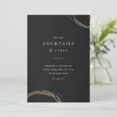 Golden Rings Black en Gold Cocktail Party Kaart (Staand voorkant)