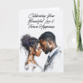 "Golden Rings & Blooms" Gepersonaliseerde bruiloft Kaart (Voorkant)