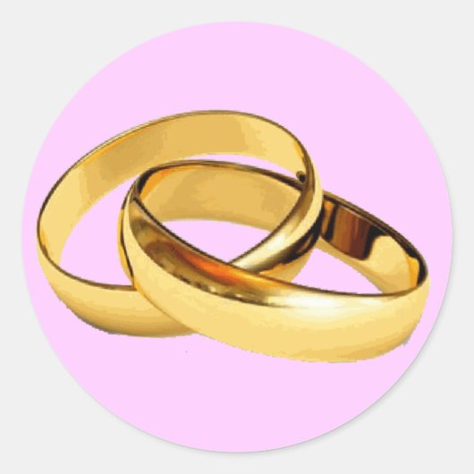 Golden Rings Bruiloft Uitnodigingen Envelop Afdich Ronde Sticker (Voorkant)