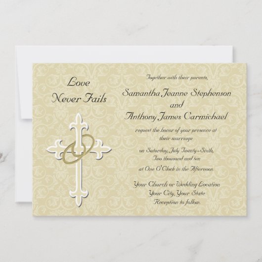 Golden Rings Christelijke bruiloft uitnodigingen (Voorkant)