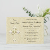 Golden Rings Christelijke bruiloft uitnodigingen (Staand voorkant)