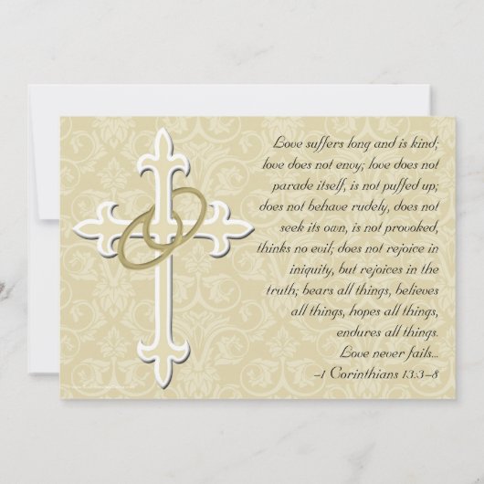 Golden Rings Christelijke bruiloft uitnodigingen (Achterkant)