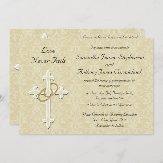 Golden Rings Christelijke bruiloft uitnodigingen (Voorkant / Achterkant)