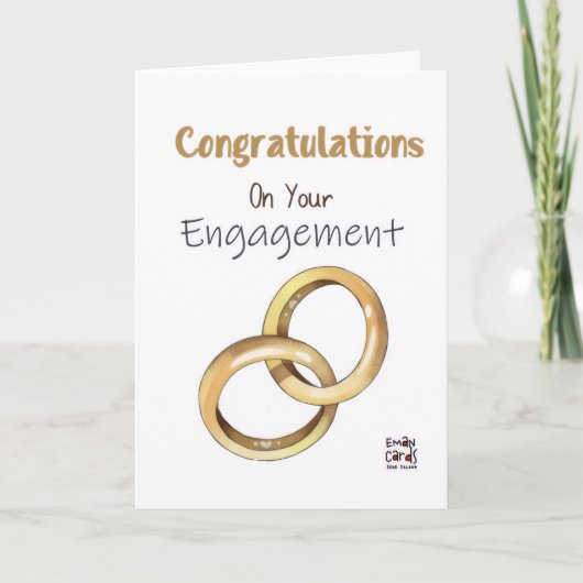Golden Rings Engagement Card Kaart (Voorkant)