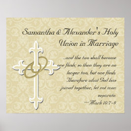 Golden Rings met Kruis, elegante Christelijke lief Poster