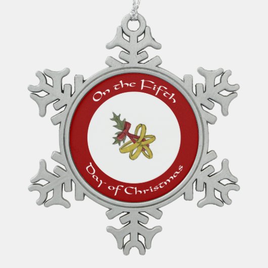 Golden Rings vijfde kerstdag Tin Sneeuwvlok Ornament (Voorkant)