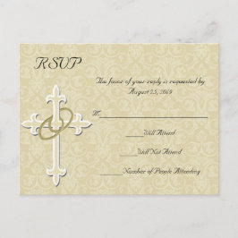 Golden Rings w / Cross, Christelijke RSVP Antwoord Uitnodiging Briefkaart