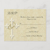 Golden Rings w / Cross, Christelijke RSVP Antwoord Uitnodiging Briefkaart (Voorkant)