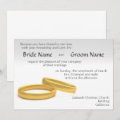 Golden Rings Wedding Invitation Tem Kaart (Voorkant / Achterkant)