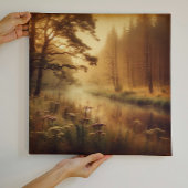 Golden River Mist – Vintage Canvas Print