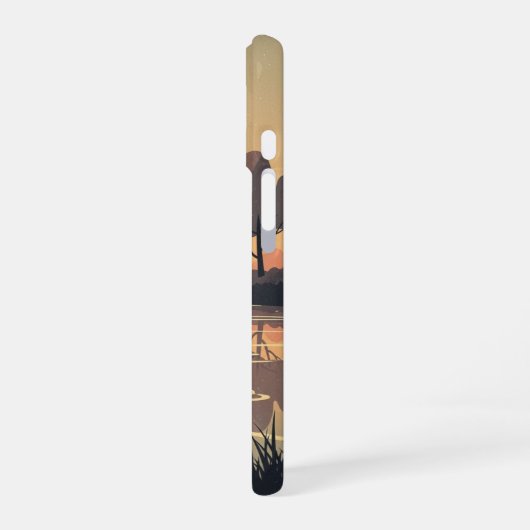 Golden River Retro Scene iPhone 16 Hoesje (Linkerkant)