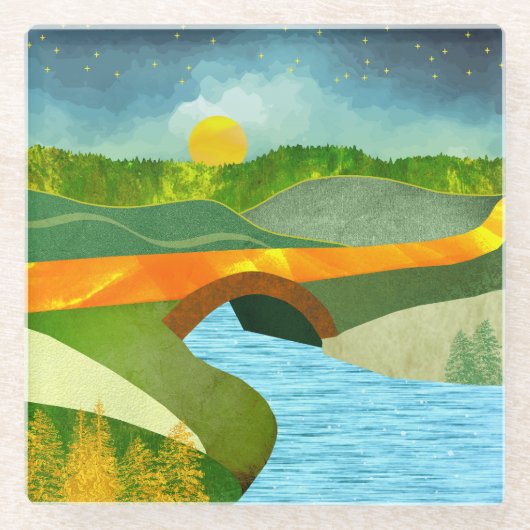 Golden Road Glazen Onderzetter (Voorkant)