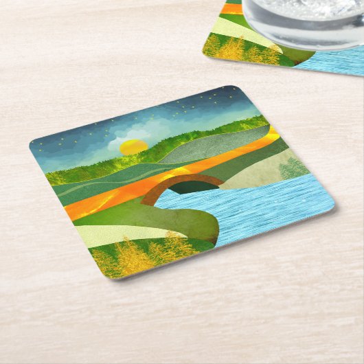 Golden Road Kartonnen Onderzetters (Schuin)