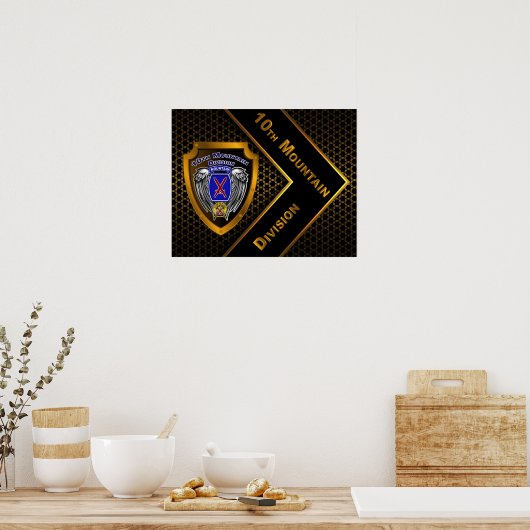 Golden "Rock of the Marne" 10th Mountain Division Poster (Keuken)