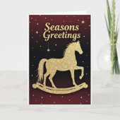 Golden Rocking Horse – Holiday Card Kaart (Voorkant)