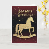 Golden Rocking Horse – Holiday Card Kaart (Gele Bloem)