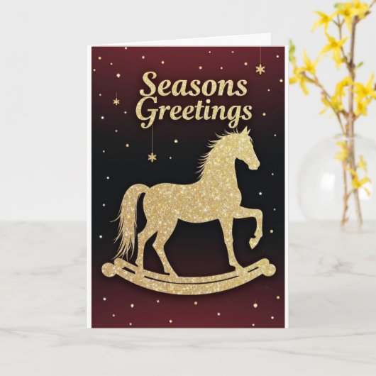 Golden Rocking Horse – Holiday Card Kaart (Gele Bloem)