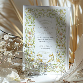 Golden Rococo Vine Wedding Kaart